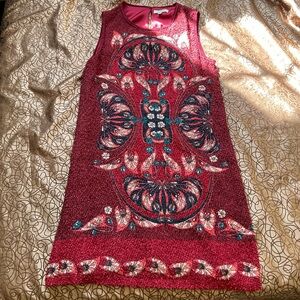 Max Studio Fuzzy Red Patterned Dress